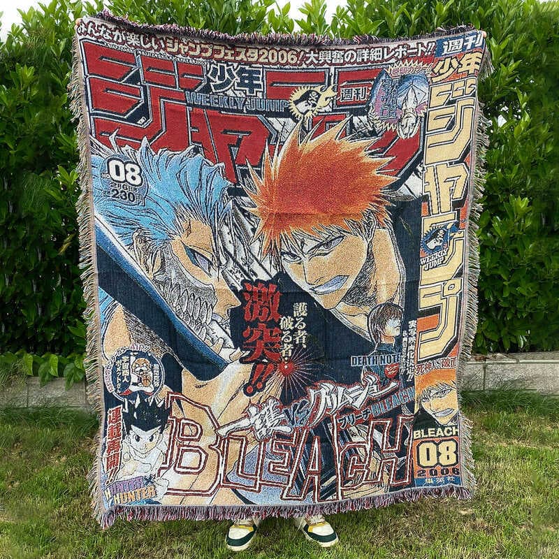 Cobertor de sofá Anime arte dos desenhos animados poliéster algodão tapeçaria capa cobertor Jacquard tecido cobertor fio