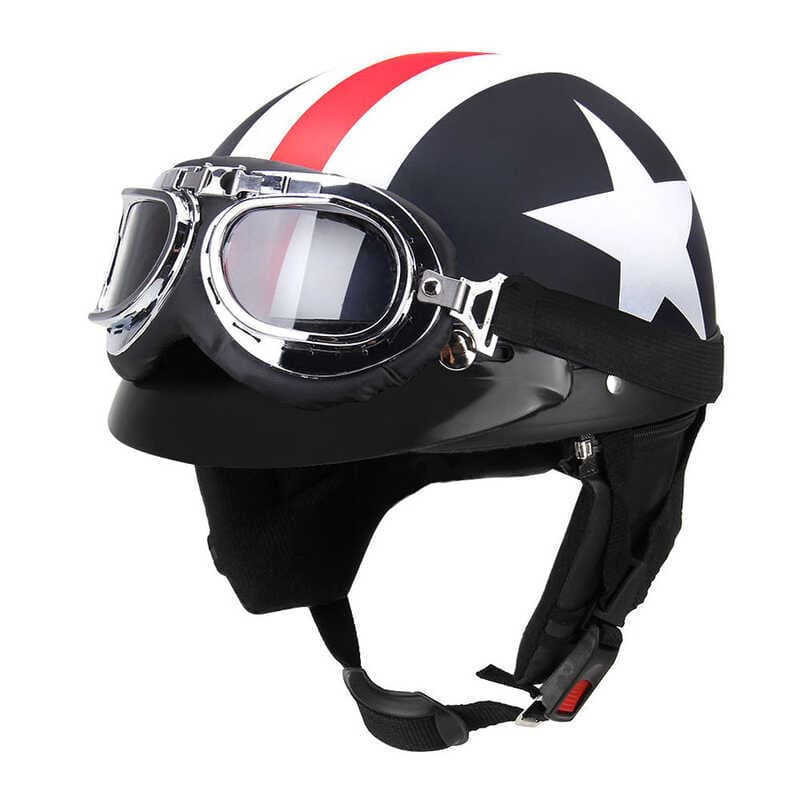 Motocicleta Meio Rosto Aberto Retro Estilo Vintage Moto Capacete Viseira Óculos UV Motocross