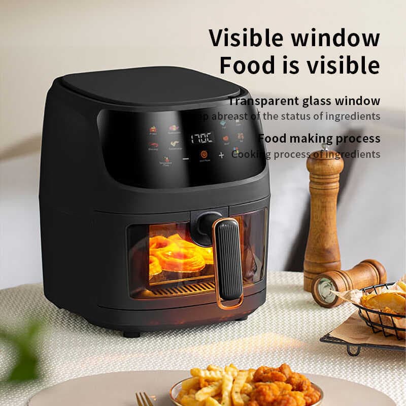 Fritadeira de ar8l grande capacidade 110V padrão americano padrão europeu doméstico Visual inglês fritadeira de ar expor
