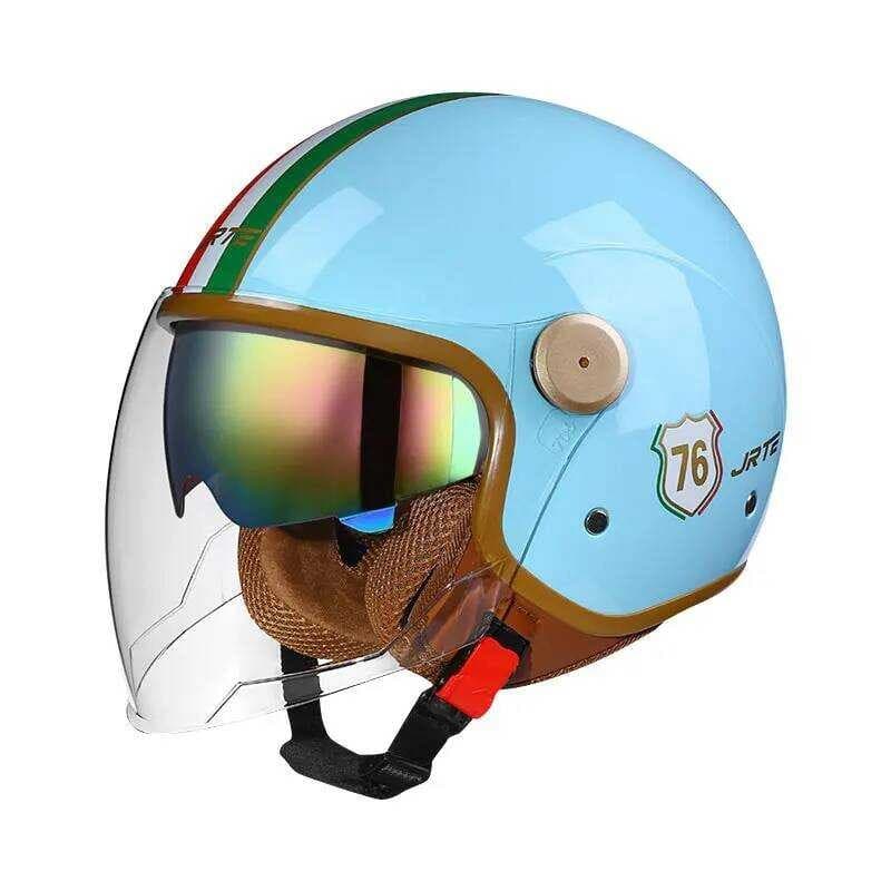 Retro Vintage Rosto Aberto Capacetes Da Motocicleta Moto Jet Capacete Das Mulheres Dos Homens Longo Lente Escura DOT Uni