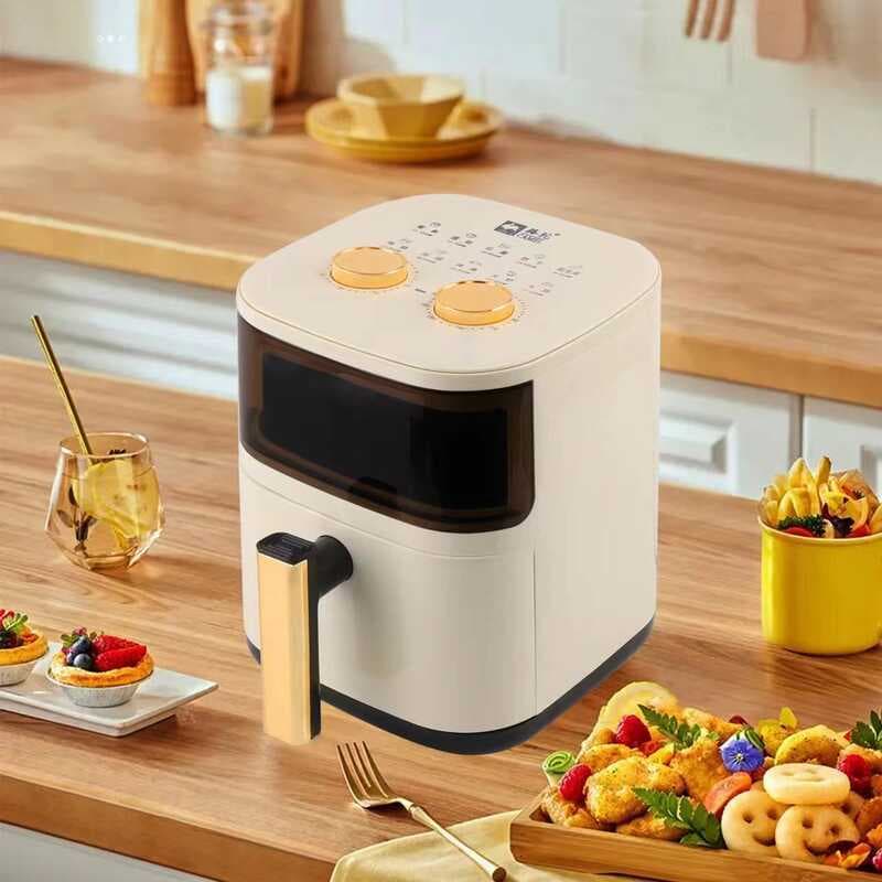 Fritadeira de ar Camelo Double Knob com capacidade grande, multifuncional, grelha elétrica doméstica visível