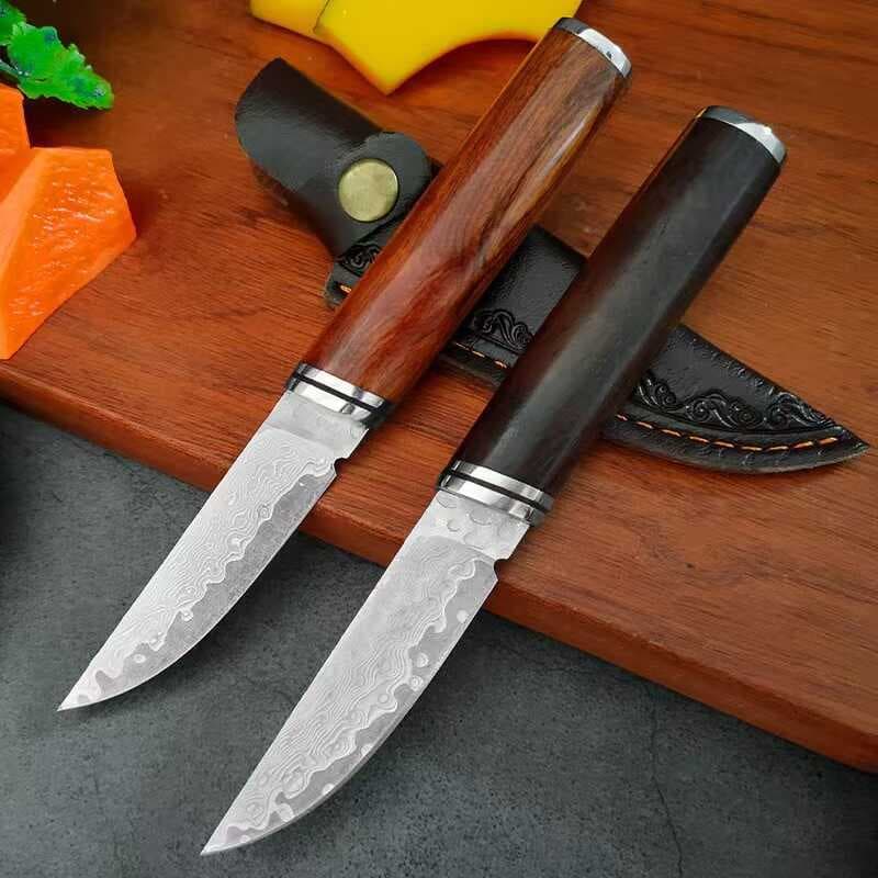 Faca de frutas de aço damasco cozinha doméstica multiuso faca interna mongólia lidar com carne cordeiro faca afiada faca