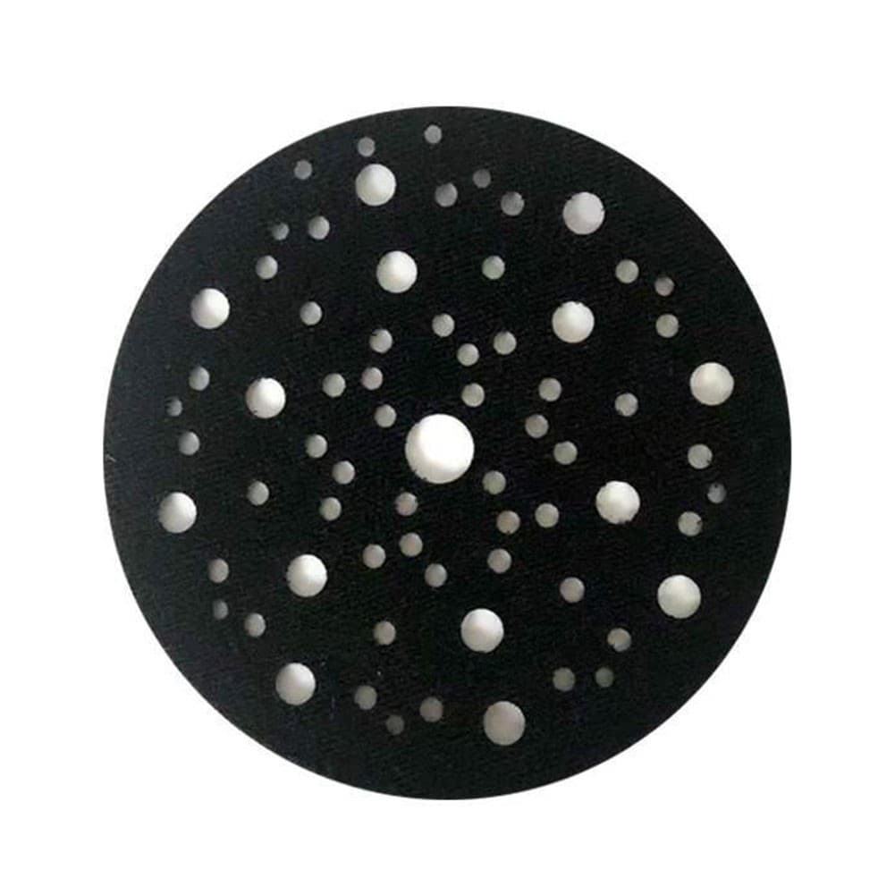 Almofada de polimento de 150 mm com furos brancos em fundo preto