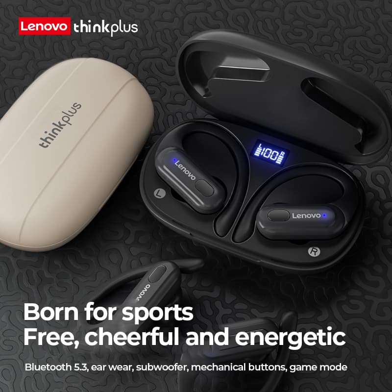 Lenovo XT60 fone de ouvido Bluetooth 5.3 esportes preto branco