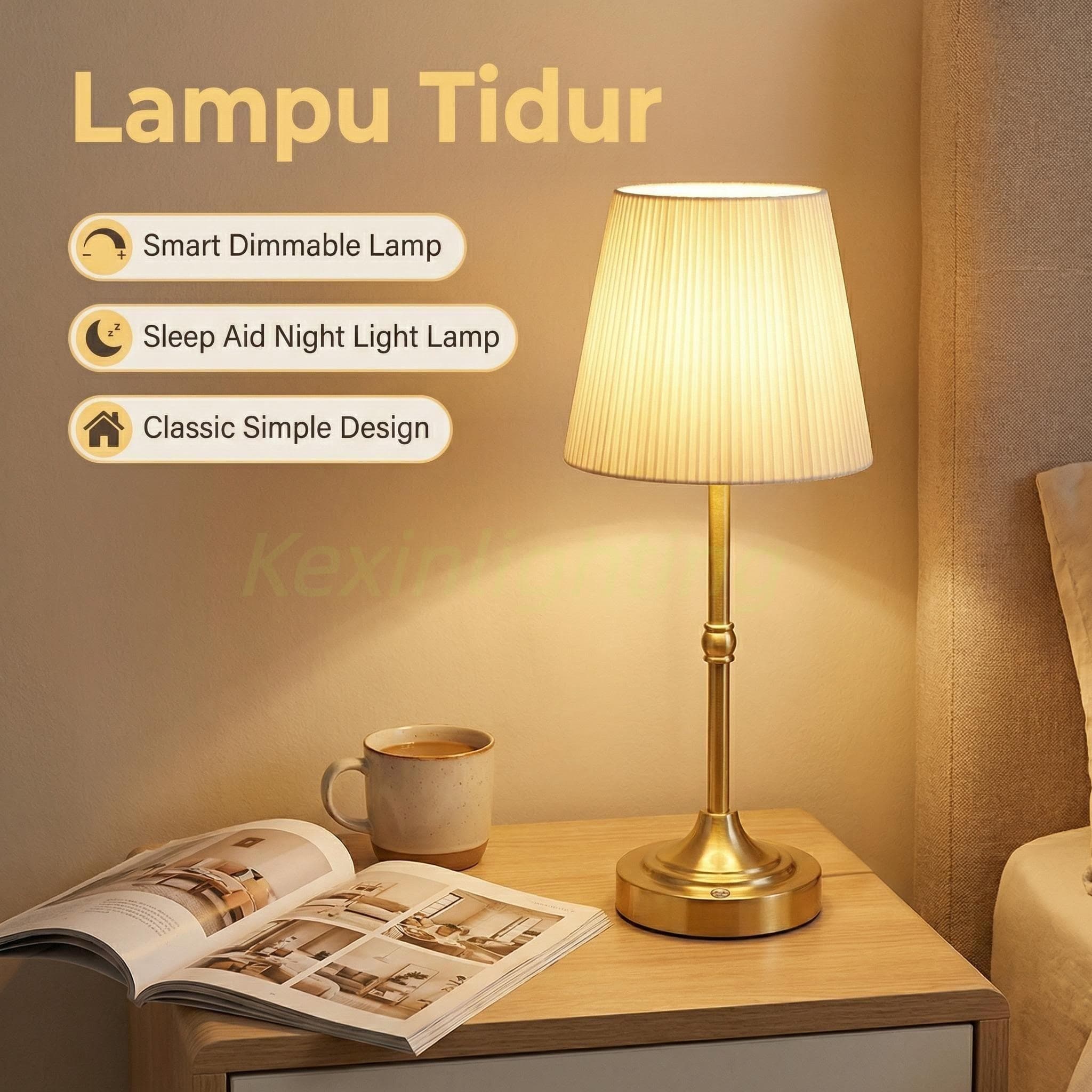 Lâmpada de Mesa LED com Toque Regulável, Recarregável, Abajur de Cabeceira, Luz Noturna para Quarto, Luminária de Mesa
