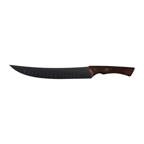 Faca para carne Tramontina Churrasco Black com lâmina preta em aço inox escurecido e cabo de madeira escura 10 polegadas