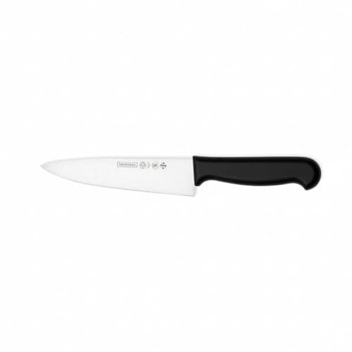 Faca de cozinha preta e branca com cabo preto, fundo branco