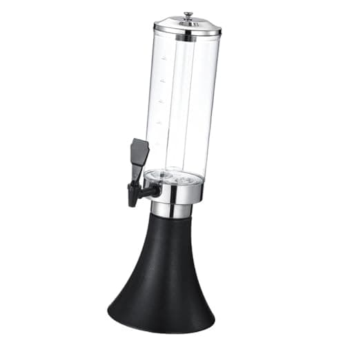 Dispensador de cerveja 3 litros transparente com base preta e bico de aço inoxidável