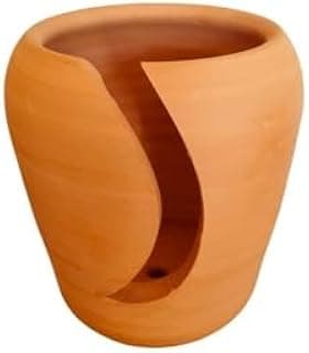 Vaso de cerâmica laranja rachado para suculentas, 15 cm