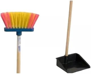 Kit de vassoura e pá infantil com cores variadas para crianças