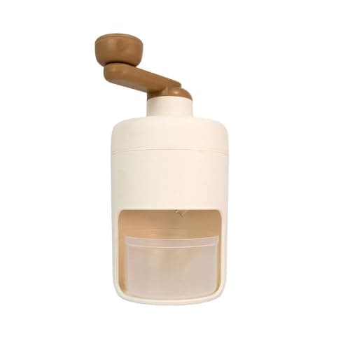 Triturador de Gelo Manual Com Manivela, Recipiente Branco e Marrom, Multiuso Para Drinks e Bebidas, Moedor de Gelo Profissional