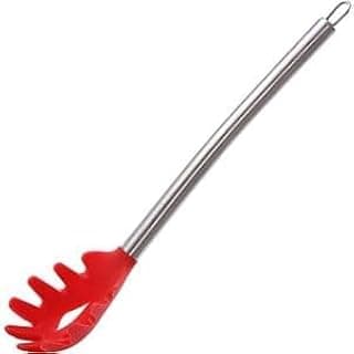 Pegador de espaguete em aço inoxidável com cabo vermelho, 30 cm