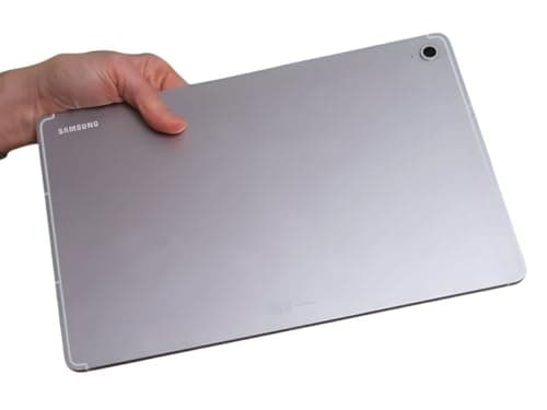 Tablet Samsung Galaxy Tab S10 FE 5G, cor cinza prateada, logo Samsung visível