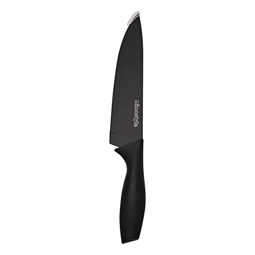 Faca de chef profissional Mimo Style em aço inoxidável com cabo antiaderente, lâmina de 20 cm, cor preta