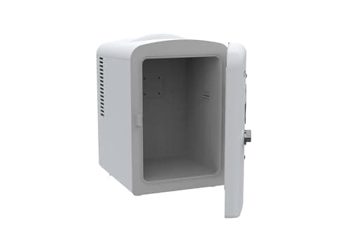 Frigidaire Mini refrigerador de geladeira pessoal branco, capacidade de 3,5 L para seis latas, incluindo plugues para saída de casa e carregador DC, 25 cm D x 18 cm L x 26 cm A