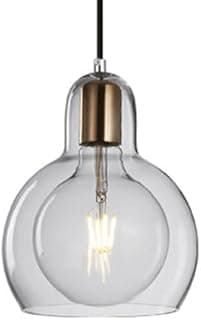 Luminária pendente estilo nórdico com cúpula de vidro transparente, soquete E27, fundo branco