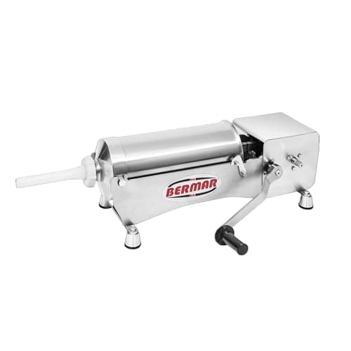 Ensacadeira de Linguiça Manual Bermar Inox 8 Litros BM126 em aço inoxidável, fundo branco.