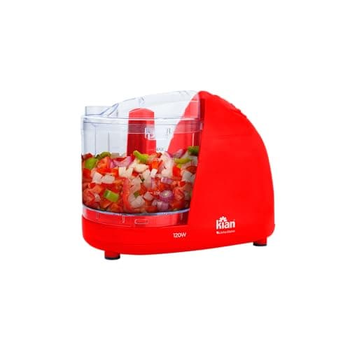 Processador de alimentos Kian 120W vermelho com legumes picados