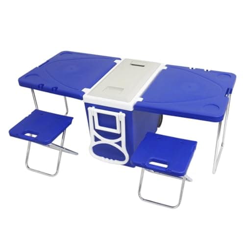 Caixa Termica Cooler Multifuncional 32 Litros 5 em 1 Com Mesa Cadeira Rodinhas Praia Camping