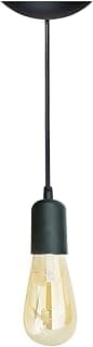 Pendente Utron Metal Soft Soquete E27 Cabo 1 M Regulável Preto com luz acesa