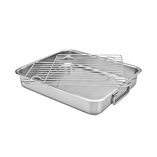 Assadeira em aço inox com grelha Tramontina, cor prata, 34 x 28 cm