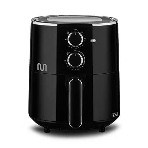 Fritadeira elétrica sem óleo preta 3,5L 1500W com controles rotativos e display digital