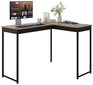 Escrivaninha de Canto em L, Estilo Industrial Vintage, com Pés Niveladores, para Home Office e Escritório