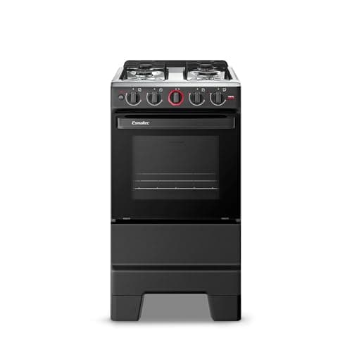 Fogão a gás mesa Esmaltec 4 bocas com forno 50L, cor preta, bivolt