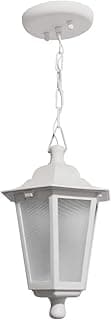 Pendente de teto clássico retro branco com cúpula redonda e janelas em grade