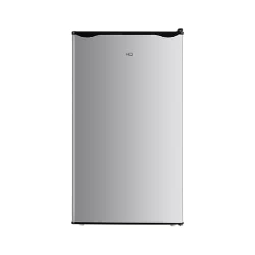 Frigobar HQ 93 Litros Cinza BC-93 (220V) em pé, mostrando o perfil lateral direito com fundo branco.