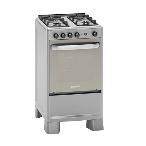 Fogão a gás Suggar Select Prata com quatro bocas, trempes duplas e acendimento automático, bivolt.