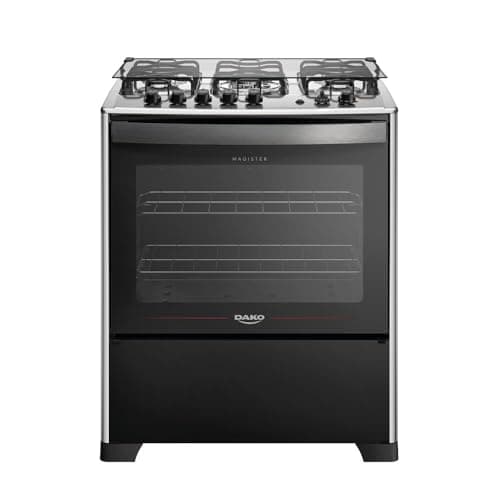 Fogão 5 Bocas Dako Magister Grill Preto com Mesa Inox Bivolt