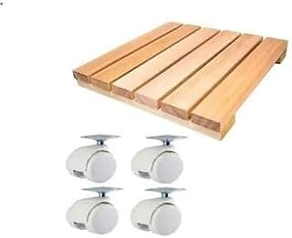Kit 4 Deck Pinus 30x30cm com Rodízios Brancos para Botijão Vasos Plantas