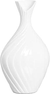 Vaso decorativo branco ondulado, elegante e clássico, para decoração de sala.