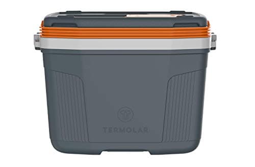 Caixa térmica Termolar 56283 cinza com detalhes laranja e branco, 32 litros