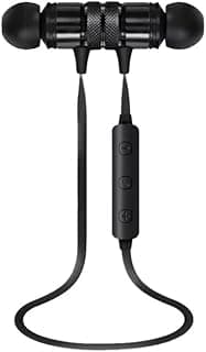 Fone de ouvido Fullphone wireless com design de pescoço, preto, controles de volume e botões de reprodução/pausa na haste