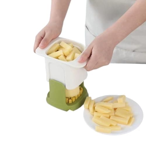 Cortador picador fatiador de legumes e frutas em cubos manual em uso