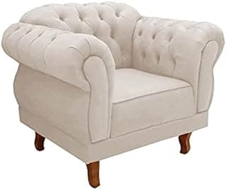 Poltrona Decorativa Chesterfield Capitonê Elisabeth Suede Nude