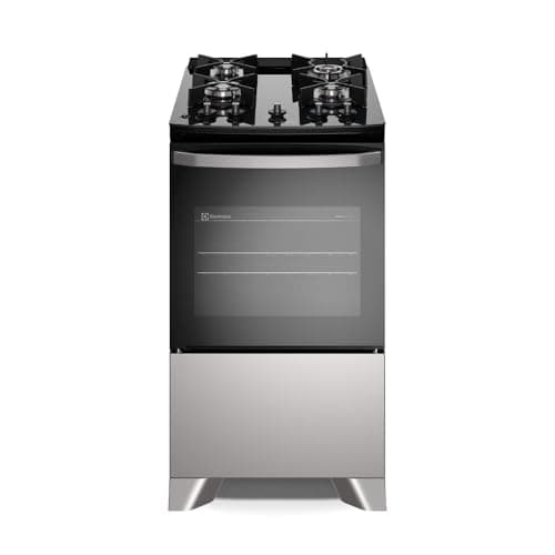 Fogão Electrolux 4 bocas com vidro preto e acabamento em aço inoxidável