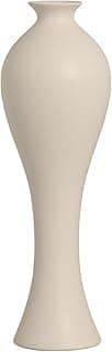 Vaso de chão decorativo de cerâmica off-white, estilo elegante, formato alongado com base arredondada