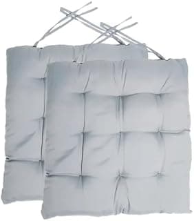 Kit 2 almofadas de assento para cadeira cinza 40x40cm com tecido quadriculado