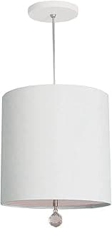 Luminária pendente com cúpula branca e cristal transparente