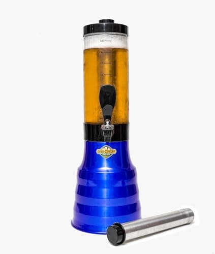 Torre de chopp azul com base giratória e copo removível de 2 litros