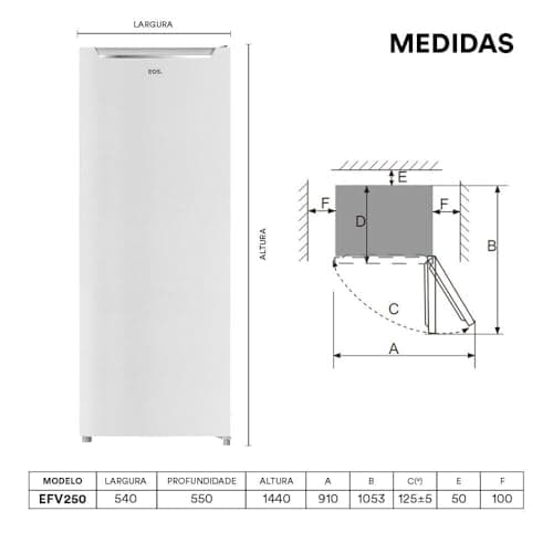 Freezer Vertical Eos 176 Litros Ecogelo Branco Efv250 220v
