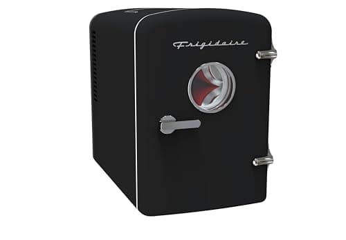 Frigidaire Mini geladeira pessoal retrô portátil para carro, escritório, dormitório ou cabine, 29 cm P x 18 cm L x 26 cm A, preto