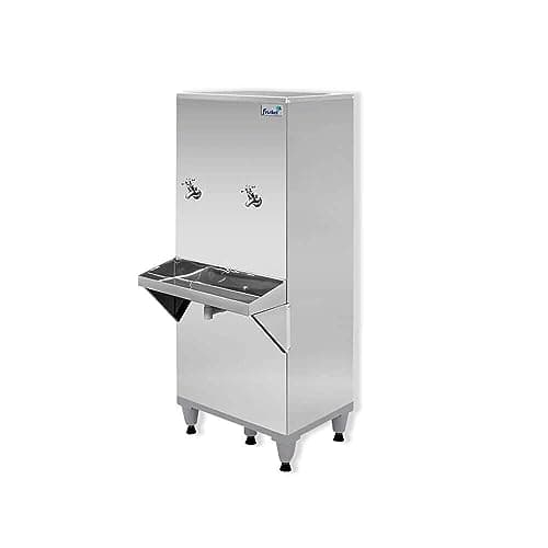Bebedouro industrial coluna 50L aço inoxidável com dois bebedouros