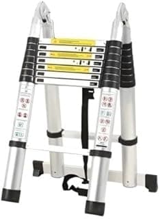 Escada Telescópica Multifuncional Inox Dupla - 16 Degraus - 5 Metros - ETI500D - JST