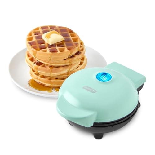 DASH Mini máquina de waffle - molde de waffle de 10 cm, ferro de waffle antiaderente com aquecimento rápido, superfície antiaderente de PTFE - Mini máquina de waffle perfeita para crianças e famílias,