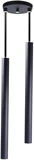 Luminária pendente tubo duplo preto 50 cm para sala e quarto