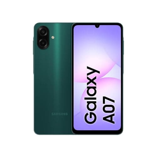 Smartphone Samsung Galaxy A07 verde com câmera dupla e tela gradiente